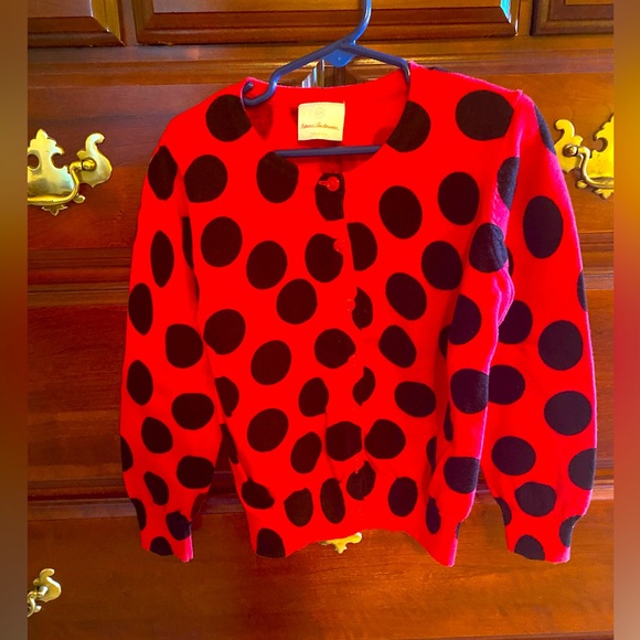 Hanna Andersson red with black polka dots button up sweater - Picture 4 of 9